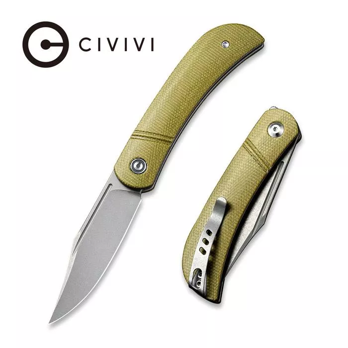 CIVIVI Appalachian Drifter Slip Joint Knife – Olive Micarta Handle (2.96″ Gray Stonewashed S35VN) C 2015B – UK FRIENDLY CARRY KNIFE – – Weapons Galore