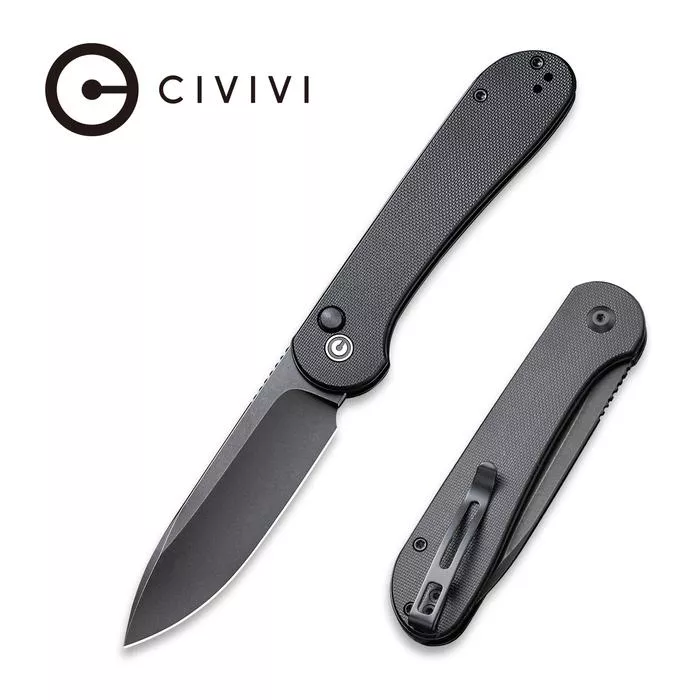 CIVIVI Button Lock Elementum – Black G10 Handle (3.47″ Black Stonewashed 14C28N) C 2103A – Weapons Galore