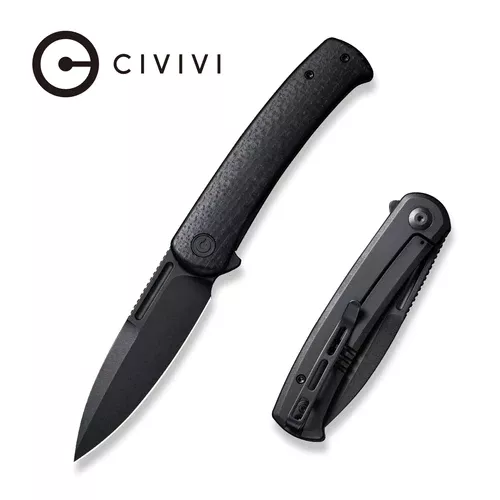 CIVIVI Cetos Flipper Knife Black Micarta Coarse With Black Steel Lock Side Handle (3.48″ Black Stonewashed 14C28N) C21025B-2 – Weapons Galore