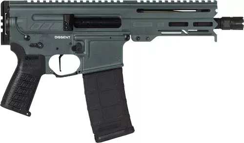 CMMG 55A938FCG Dissent 5.56x45mm NATO 30+1 6.50″, Charcoal Green Cerakote Rec, OEM Grip, Picatinny Buffer Adapter, Zeroed Drop-In Single Stage Trigger