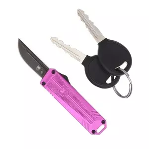 CobraTec Knives CALI929TBPURTNS California 929TB 1.75″ OTF Tanto Plain Stonewashed D2 Steel Blade/ Purple Anodized Aluminum Handle Includes Pocket Clip/Pouch