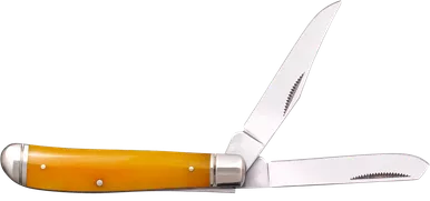 Cold Steel Mini Trapper Pocket Knife 2.60"/2.70" Clip/Spey Blade 3Cr13MoV Stainless Steel Bone Handle Yellow