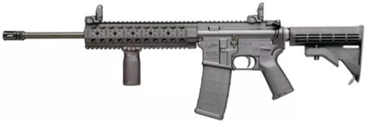 Colt LT6720-R M4 AR-15 5.56/223 16″ Barrel BUIS Sights, Troy Battle Rail Rogers Stock Magpul Furniture, 30 Round Mag