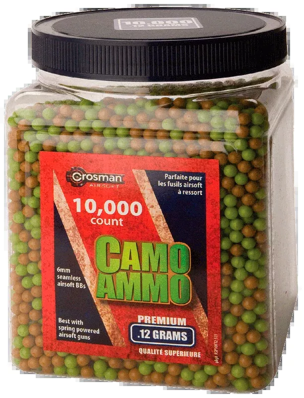 Crosman ASP10K12 Airsoft Camo Ammo BBs .12 Gram Plastic 10000 Count