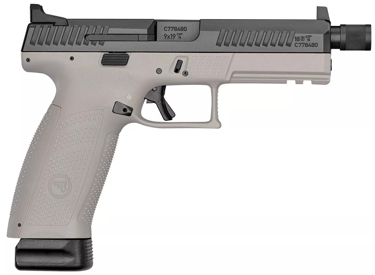 CZ P-10 F 9mm, 4.5″ Threaded Barrel, Urban Gray, Metal High NS, 21rd