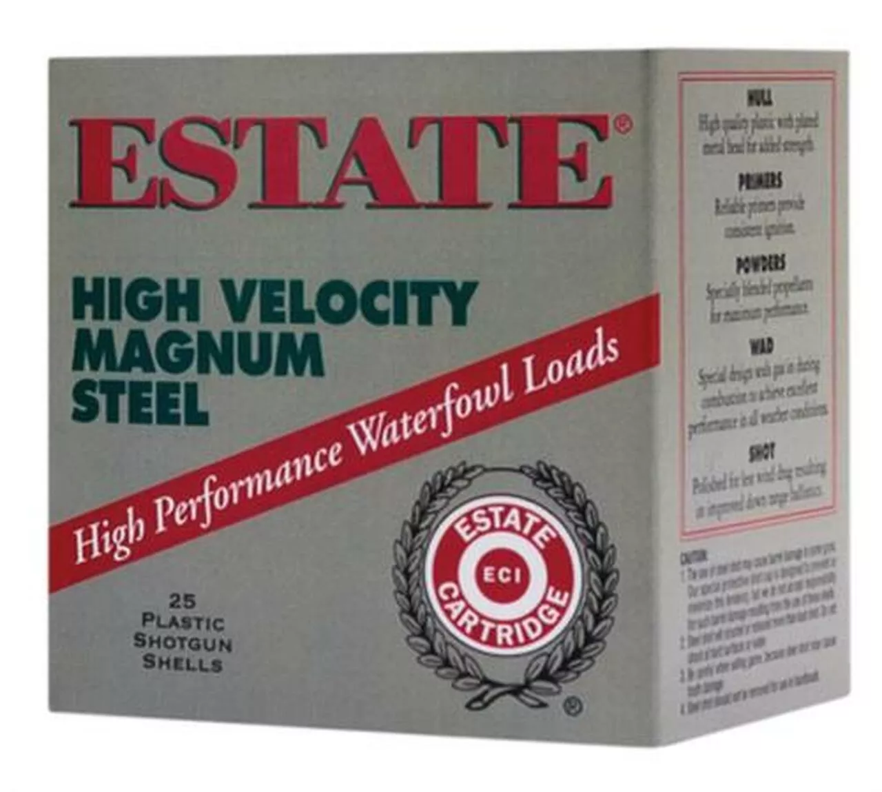Estate High Velocity Magnum Steel 12 Ga, 3″, 1-1/4oz, 3 Shot, 25rd/Box