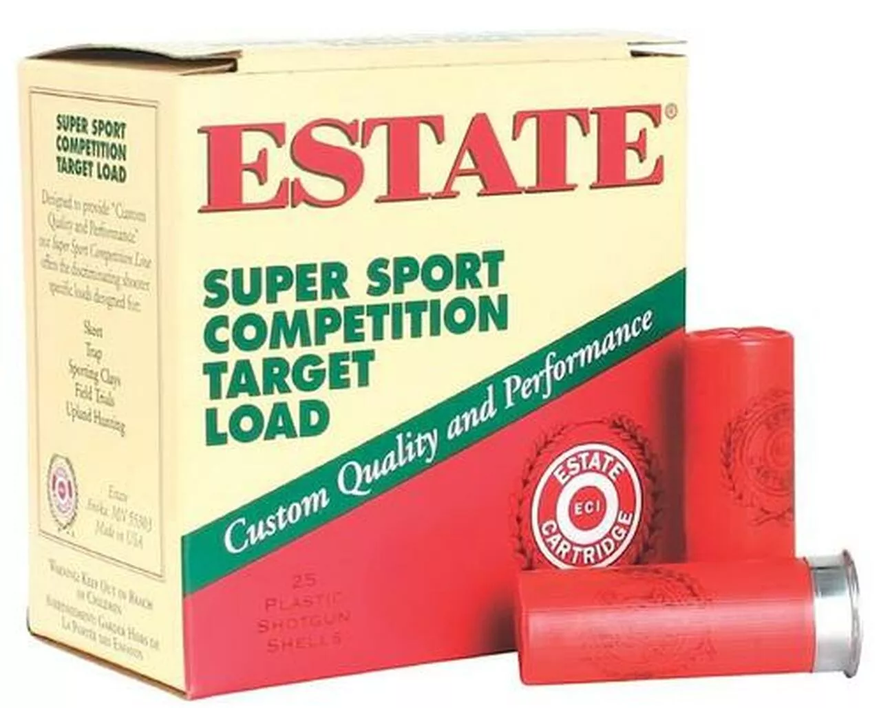 Estate Super Sport Target 20 Ga, 2.75″, 7/8oz, 8 Shot, 25rd/Box