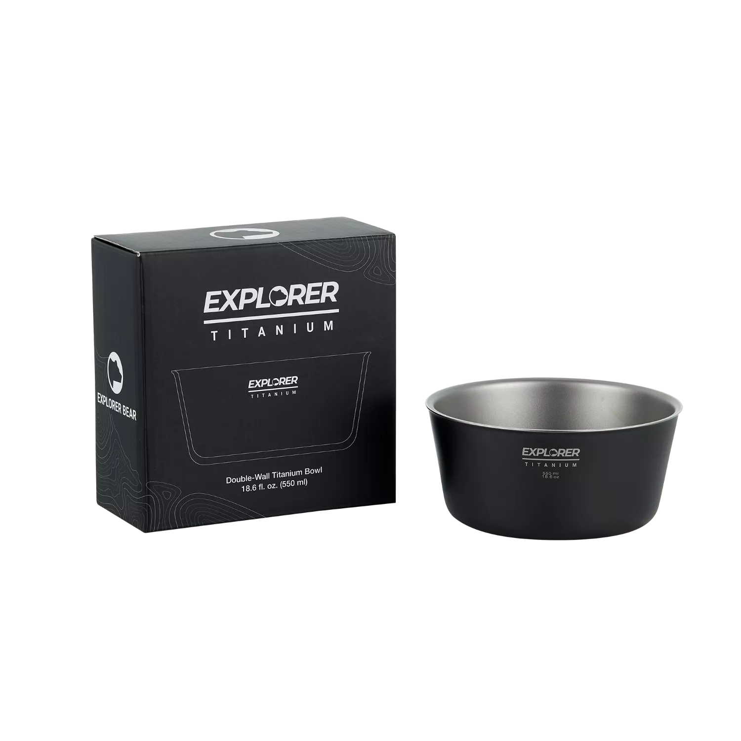 Explorer Bear Black Titanium 550ml Double-Wall Bowl