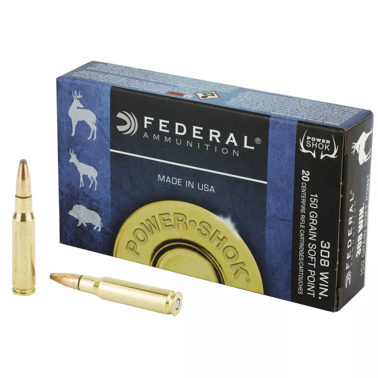 Federal Power-Shok 308 Winchester (7.62 NATO) Soft Point 150gr, 20Box/10Cs