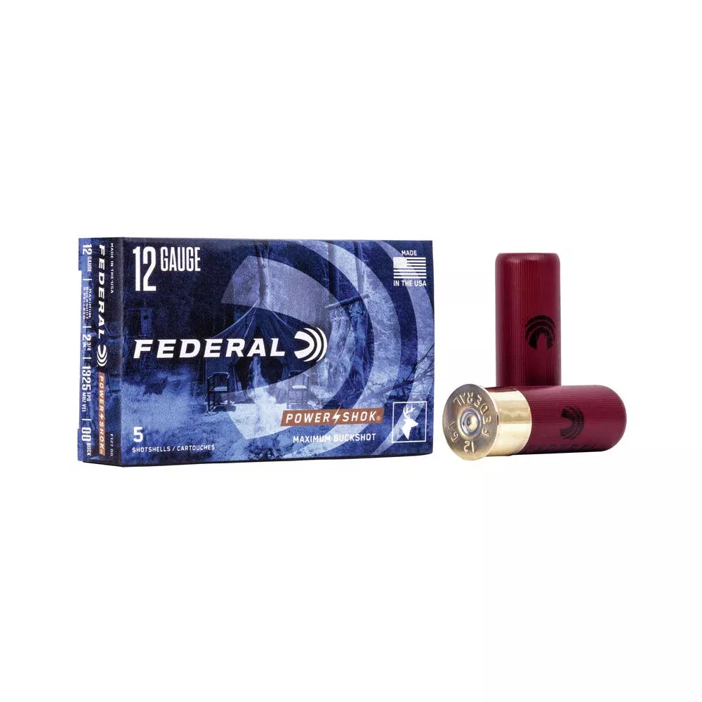 Federal Power-Shok Magnum Maximum Buckshot 9 Pellets 12 Gauge 2.75 in 1-3/16 oz 00 Buck