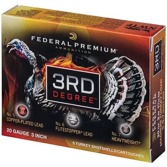 Federal PTD258567 3rd Degree Turkey 3″ 20 ga 1-3/8 oz 5,6,7 Shot 5 Bx/ 10