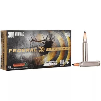 Federal Trophy Copper .300 Win Mag Ammo 180 Grain Polymer Tip Box of 20