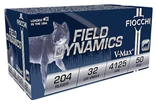 Fiocchi 204HVA Field Dynamics204Ruger 32gr Hornady V Max 50 Per Box/20 Case