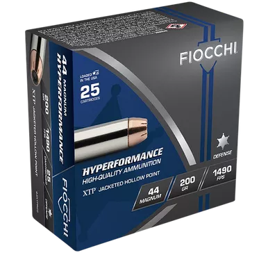 Fiocchi 44 Remington Magnum Ammo 200 Grain Hornady XTP Hollow Point Box of 25