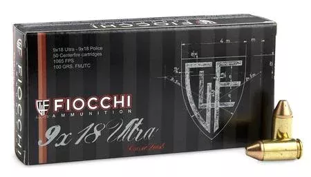 Fiocchi 9×18 Ultra Police 100gr FMJ 50 Rounds
