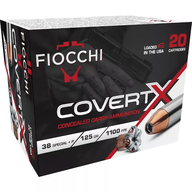 Fiocchi CovertX Ammo, 125gr Jacketed Hollow Point 20 Per Box/10 Case 38 Special +P – 38CCWA