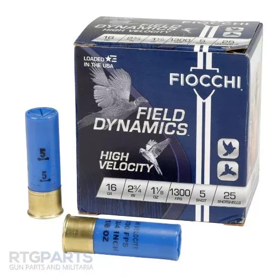FIOCCHI FIELD DYNAMICS 16GA 2.75″ #5 HIGH VELOCITY SHOTSHELLS, 25RD/BOX