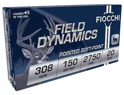 Fiocchi Field Dynamics Rifle Ammunition .308 Win 150 gr PSP 2750 fps 20/ct