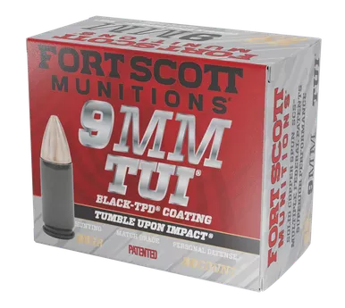 Fort Scott Munitions 9mm Luger 80 Grain Solid Copper Spun TUI Ammo Box of 20 (Lead-Free)