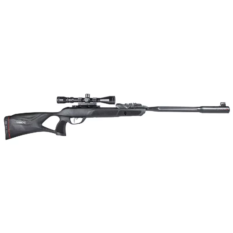 Gamo Swarm Fusion 10X Gen 3 Air Rifle, 20.50” Fluted Steel Barrel Black Receiver Black All Weather Lightweight Thumbhole Stock Gas Piston Shot Scope 3-9x40mm 10rd 177 Cal – 6110063354