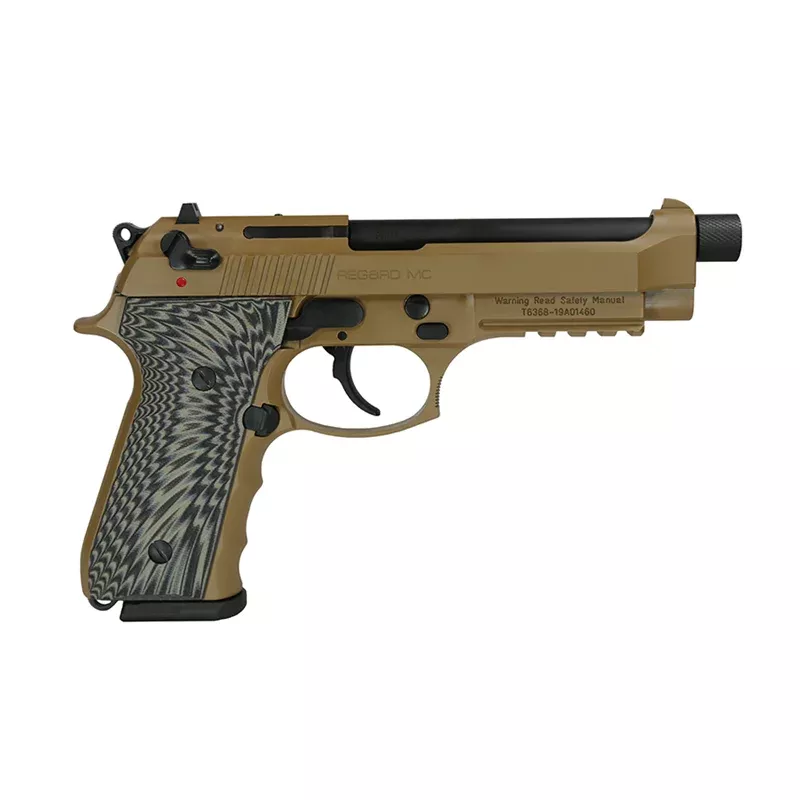 Girsan 390085 Regard MC BX 9mm Luger Caliber with 4.90″ Threaded Barrel, 18+1 Capacity, Overall Flat Dark Earth Finish, Picatinny Rail Frame, Serrated Steel Slide & Black/Brown G10 Grip