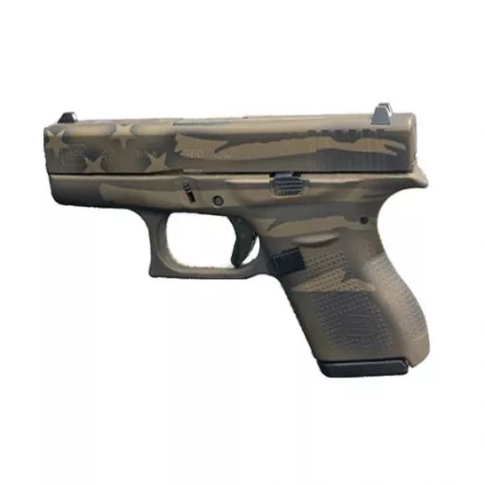 Glock 42 .380 ACP Pistol, Battleworn Bronze Distressed Flag – UI4250204-BBBWFLAG