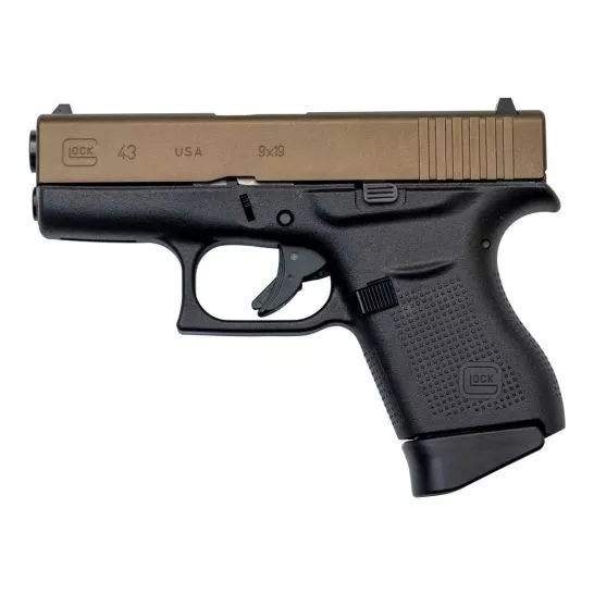 Glock 43 US 9mm Pistol, Burnt Bronze/Black – UI4350201BB