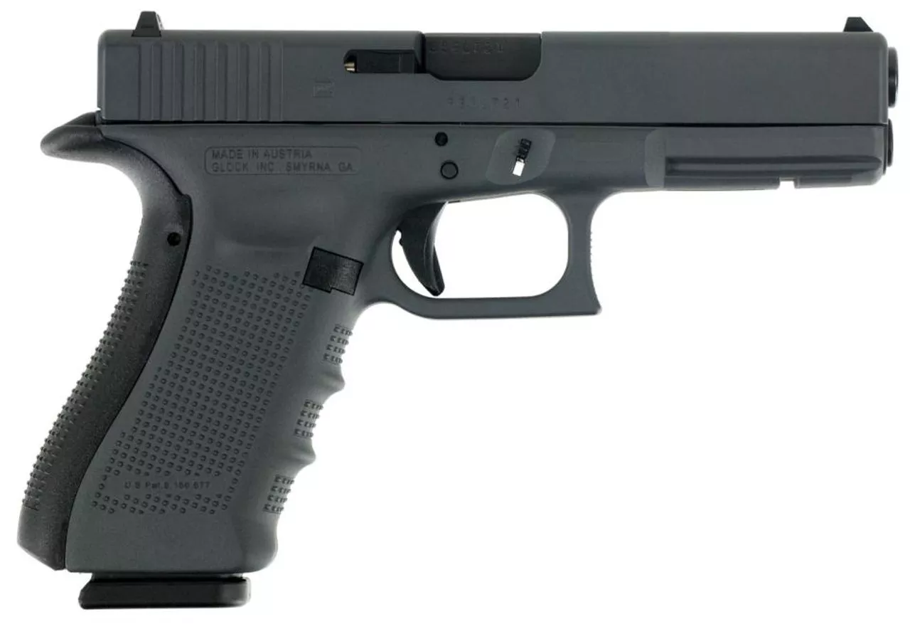 Glock G17 Gen4 9mm 4.48″ Barrel Gray Interchangeable Backstrap Grip Gray 17rd Mag