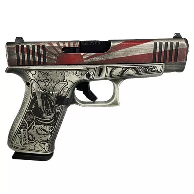 Glock G48 9mm Luger Pistol 4.17" Barrel 10+1 Round Battle Worn Cerakote Rising Sun Bushido Engraved