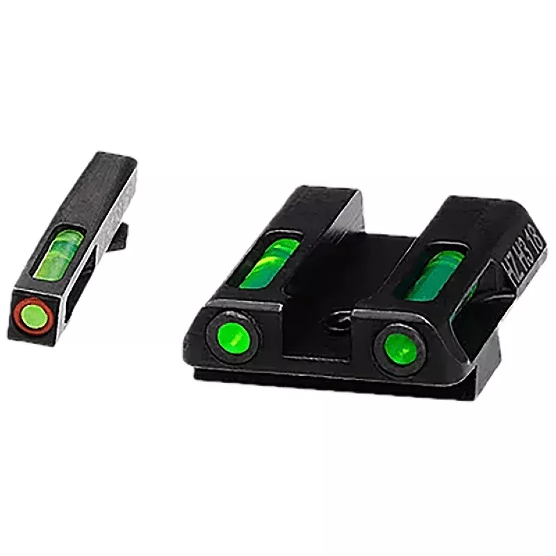 HiViz LiteWave H3 Fiber-Optic Sight Set, Black Steel Dovetail Green Fiber Optic/Orange Outline w/ Litepipes Green Fits Glock 42/ 43/ 43X/ 48 – GLN521