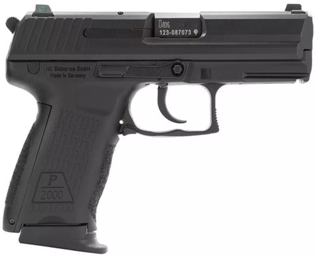 HK P2000 (V3) DA/SA, rear decocking button, three 12rd magazines and night sights