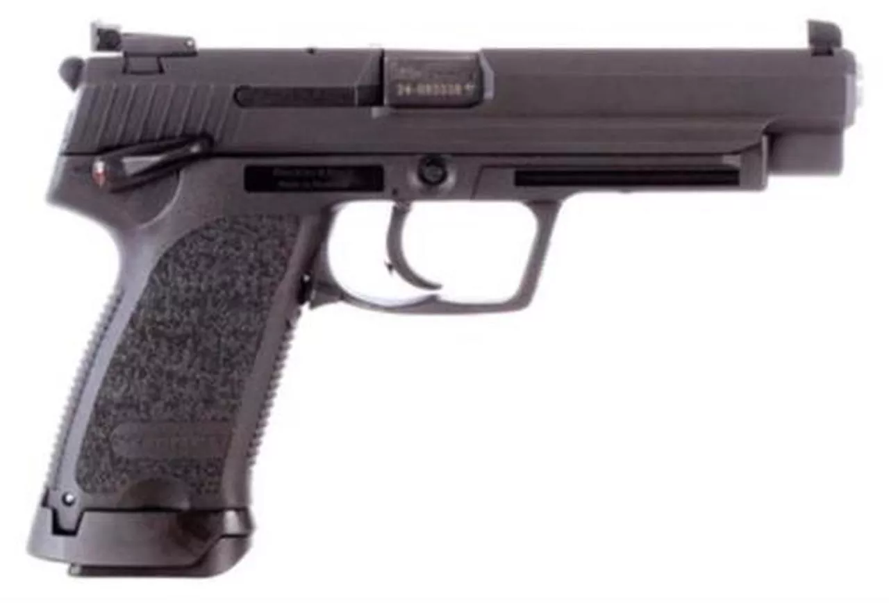 HK USP9 Expert (V1) DA/SA, safety/decocking lever on left, two 18rd steel magazines and jet funnel