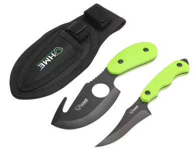 Hme Hmekn2psgc Fixed Blade Knife 3.5" Skinner 420HC Black Oxide Blade TPR Green Handle