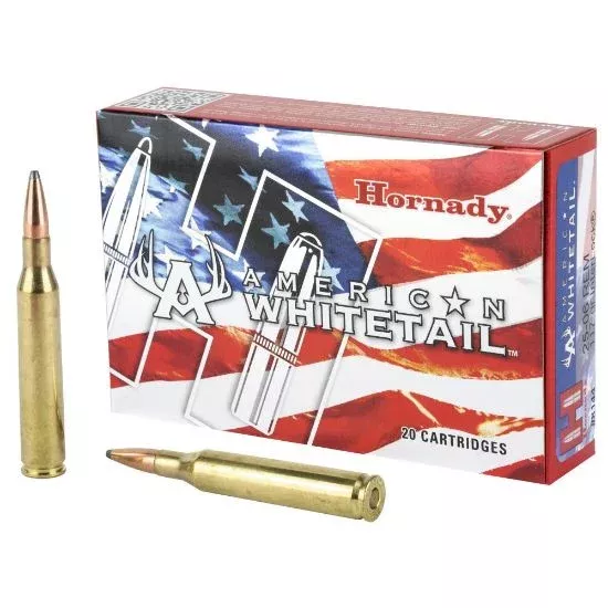 HORNADY AMERICAN WHITETAIL 25-06 REM 117GR INTERLOCK BTSP, 20RD/BOX