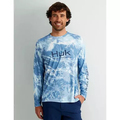 Huk Men's Mossy Oak Pursuit Performance Long Sleeve Shirt Stormwater Spindrift 3XL