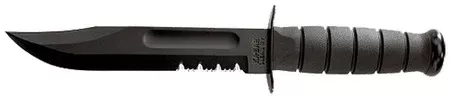 Ka-Bar 1212 Fighting/Utility 7″ Fixed Clip Point Part Serrated Black 1095 Cro-Van Blade, Black Kraton G Handle, Includes Sheath