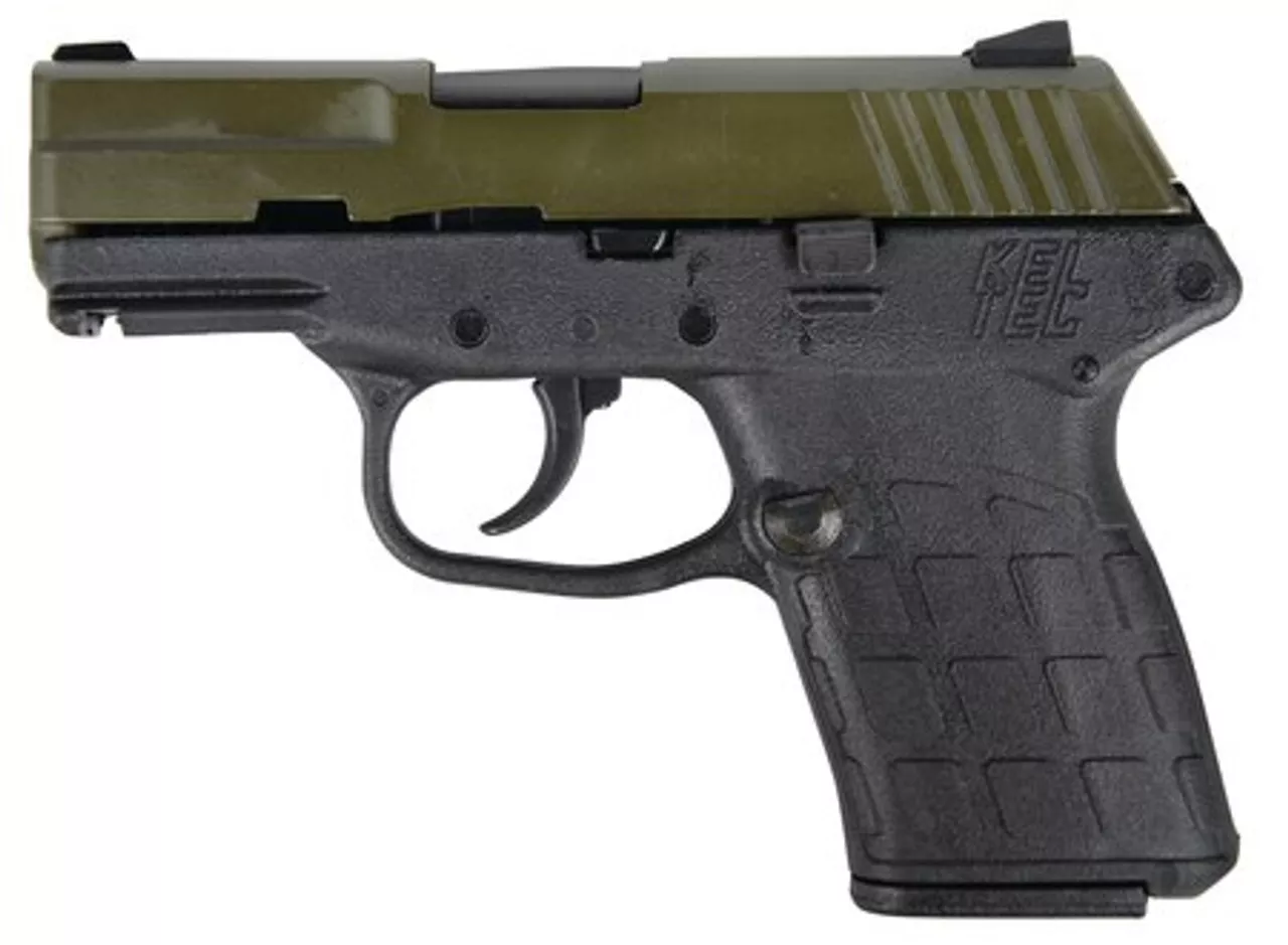 Kel-Tech PF9, 9mm, 3.1″ Barrel, Green Cerakote Slide, Black Frame, 7rd