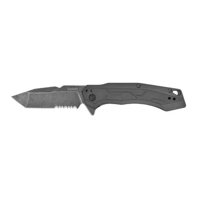 Kershaw Analyst Folding Knife 3.25 Inch Partially Serrated Tanto Blade Black