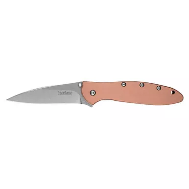 Kershaw Leek Assisted Opening Pocket Knife 3" Wharncliffe CPM154 Stonewashed Blade Copper Handle