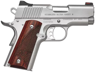 Kimber Ultra Carry II 9mm Luger Pistol 3" Barrel 8+1 Round Satin Silver Slide Rosewood Grip Satin Silver Frame