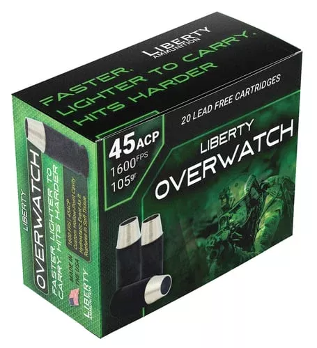 Liberty Overwatch Handgun Ammunition .45 Auto 105gr HP 1600 fps 20/ct