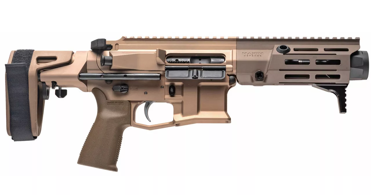 Maxim PDX AR-15 Pistol 7.62×39, 5.5″ Barrel, Hate Brake, Flat Dark Earth, PDW Brace, 20rd Mag