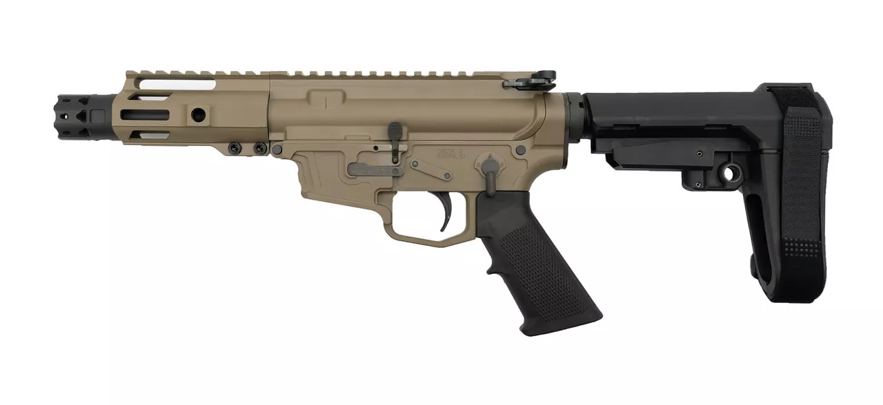 MCM DS9-S 9mm Pistol, Rear Charging, 5″ Barrel, MP5 Mag, FDE Cerakote
