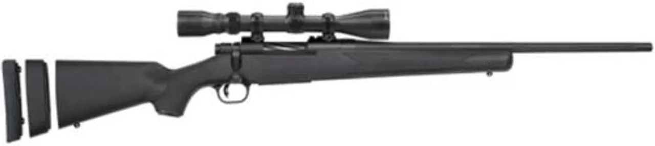 Mossberg Patriot Super Bantam .243 Winchester 20″ Fluted Barrel Matte Blue Finish Adjustable LOP Black Synthetic Stock 5rd With 3-9x40mm Riflescope