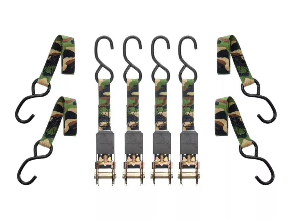 Muddy 1″ x 8′ Standard Duty Ratchet Straps / 4 Pack / Camo