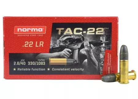 Norma 22 Long Rifle 40gr TAC-22 Round Nose 1083 fps