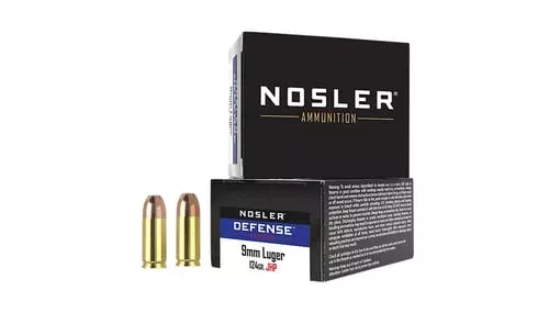 Nosler Defense Handgun Ammunition 9mm Luger (+P) 124 gr Bonded-JHP 1200 fps 20/ct
