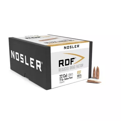 Nosler RDF 22 Caliber (224 Diameter) Bullets 85 Grain Hollow Point Boat Tail Box of 500