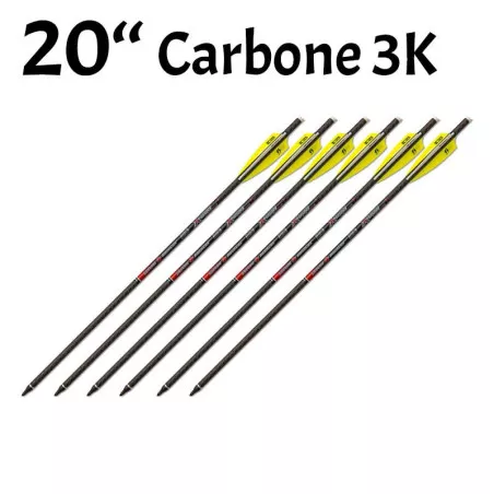 Pack of 6 20-inch 9mm 3K carbon bolts for crossbow
