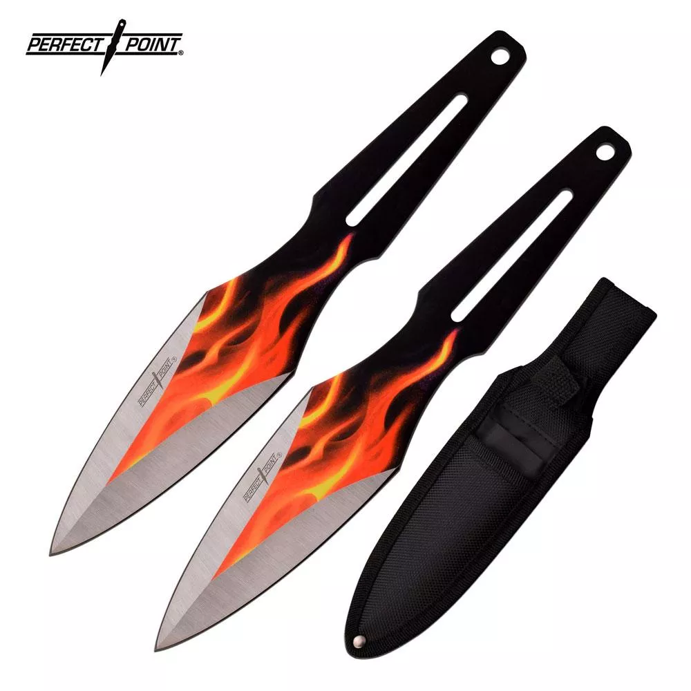 PERFECT POINT FLAMED THROWING KNIVES – PP-108-2F – Weapons Galore